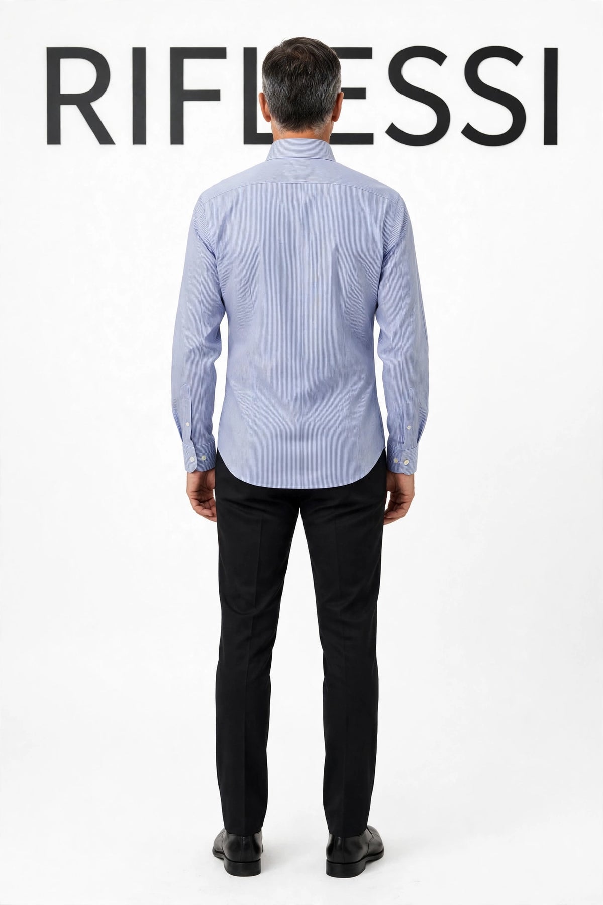 Sartorio Micro Pinstripe Cotton Dress Shirt on model, back