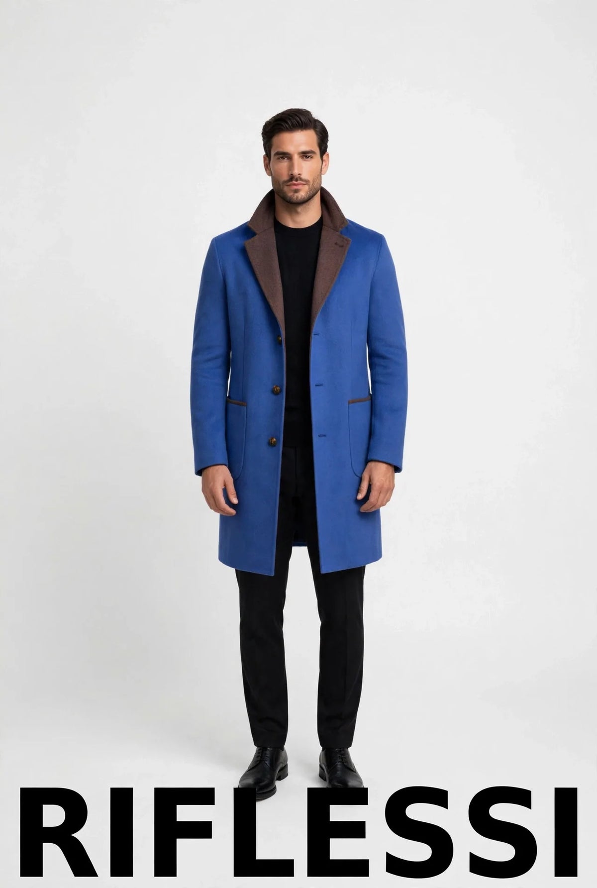 Kired by Kiton PARANA1 Cashmere Reversible Overcoat — Brown/ Blue