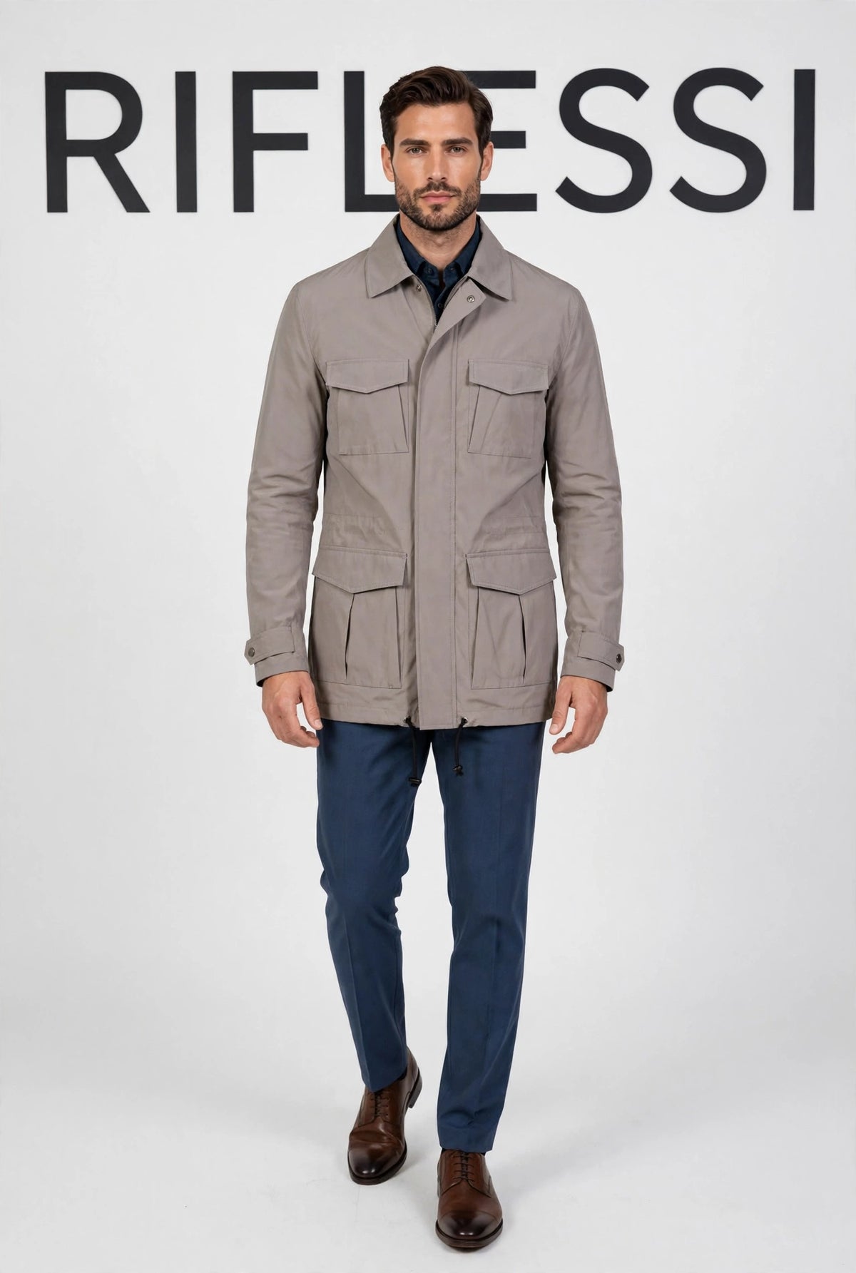 Kired Solid Nylon Overcoat on model