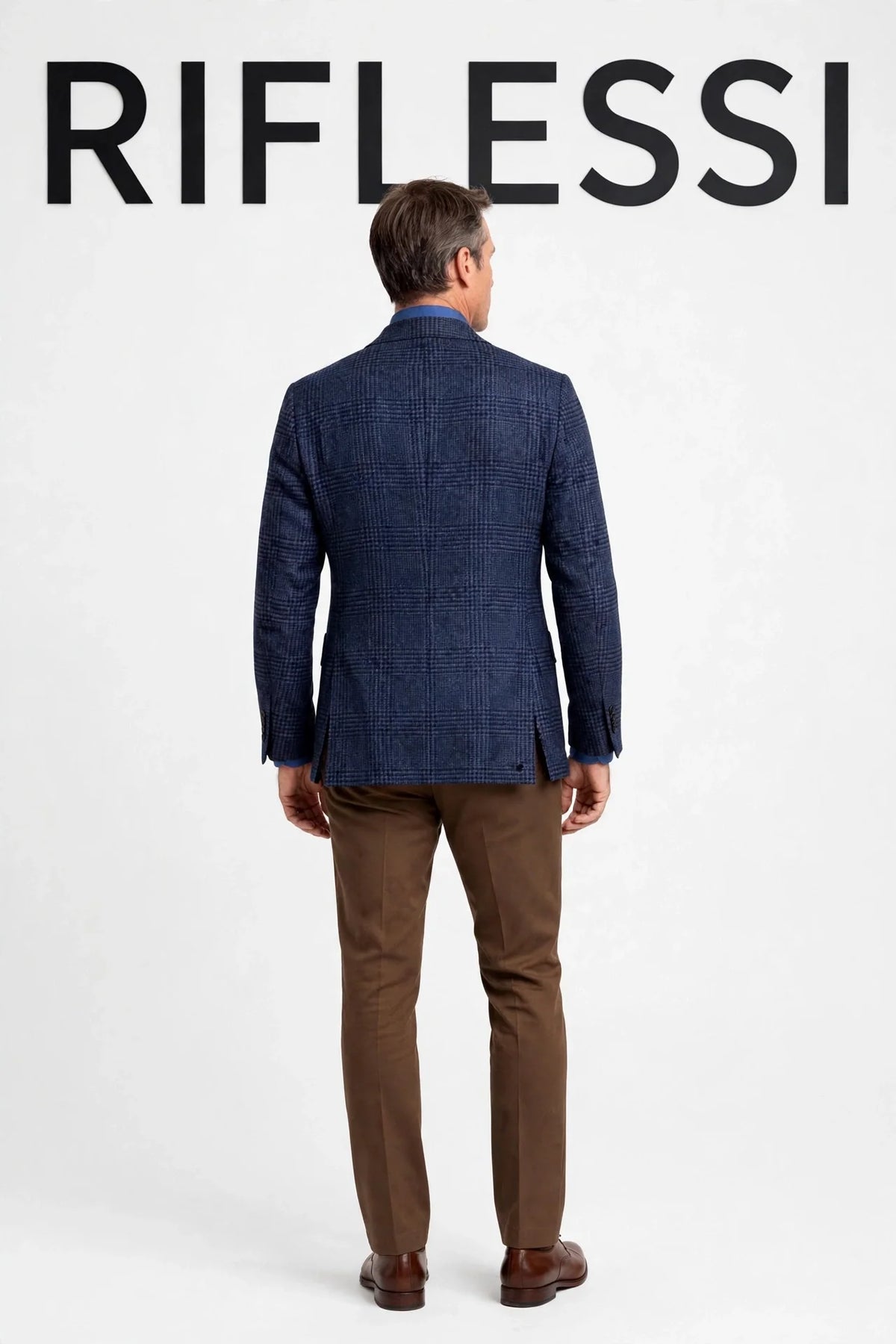 Sartorio Prince of Wales Wool-Cashmere Sport Jacket — Cobalt Blue