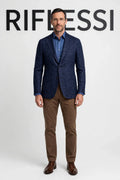 Sartorio Prince of Wales Wool-Cashmere Sport Jacket — Cobalt Blue