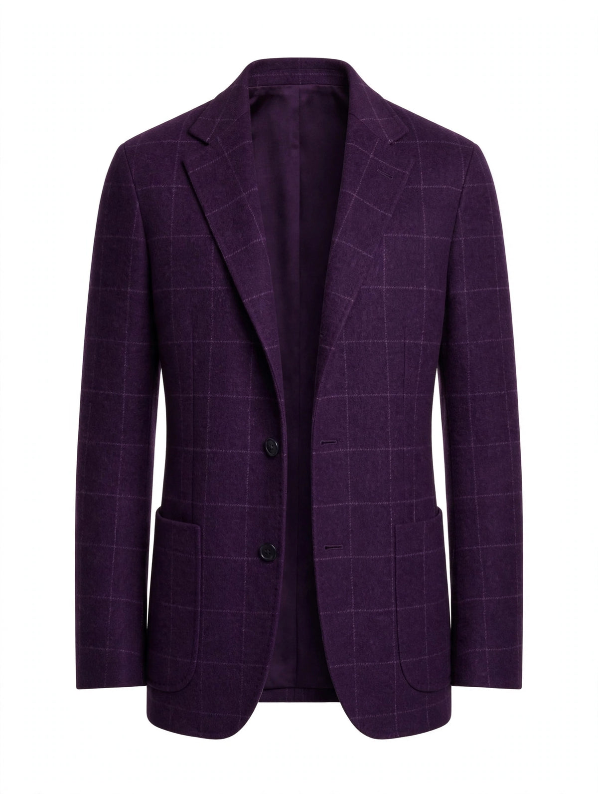 Sartorio purple cashmere jacket, front with patch pockets
