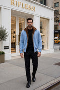 Sartorio Cashmere-Beaver Lined Bomber — Light Blue