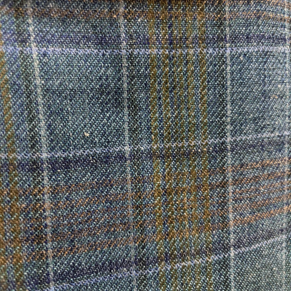Sartorio blue plaid wool-silk-linen fabric detail