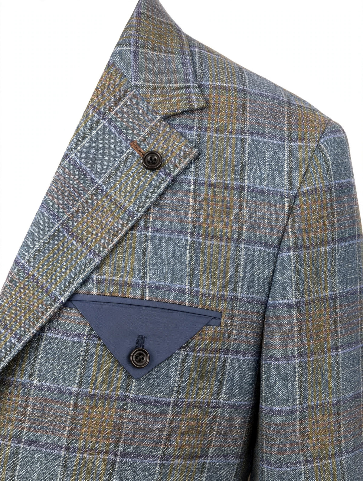 Sartorio blue plaid sport jacket, interior pocket detail