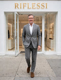 Sartorio suit on model, white shirt