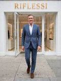Sartorio suit on model, white shirt