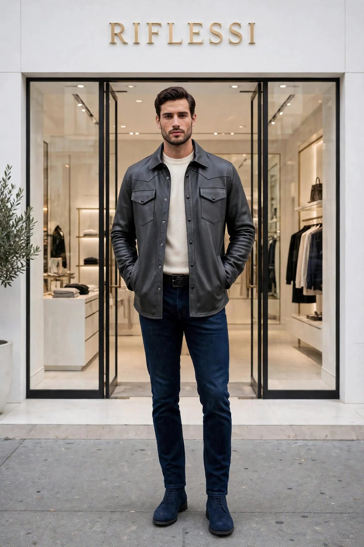 Kired TOTO Lambskin Overshirt — Black