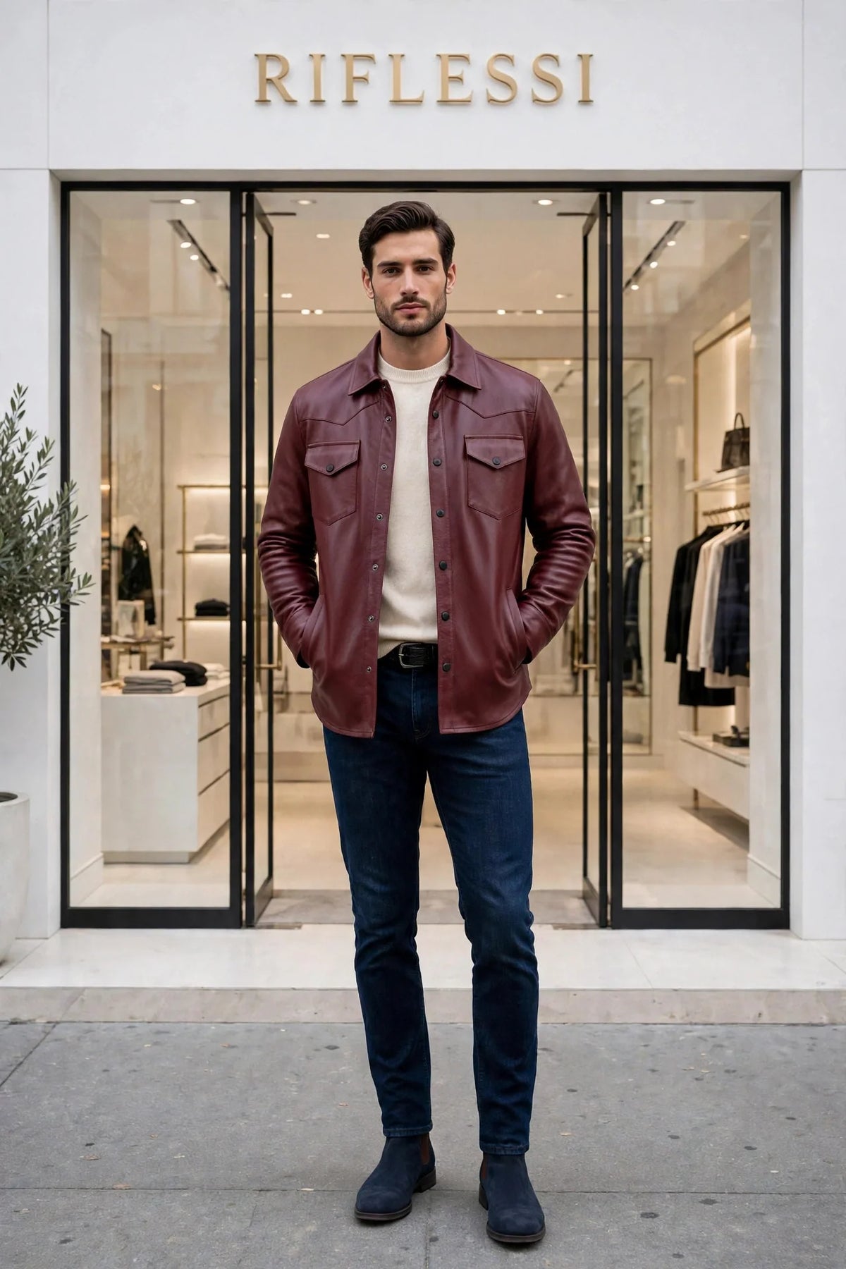 Kired TOTO Lambskin Overshirt — Burgundy