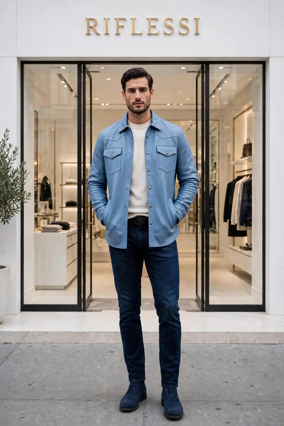 Kired TOTO Lambskin Overshirt — Cornflower Blue
