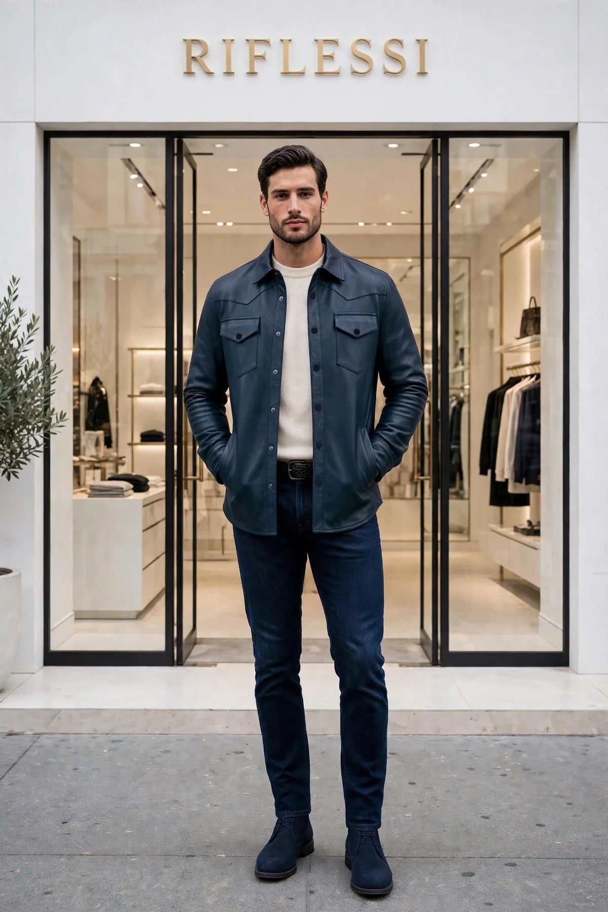 Kired TOTO Lambskin Overshirt — Midnight Blue
