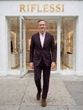 Sartorio suit on model, white shirt
