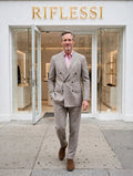 Sartorio suit on model, white shirt