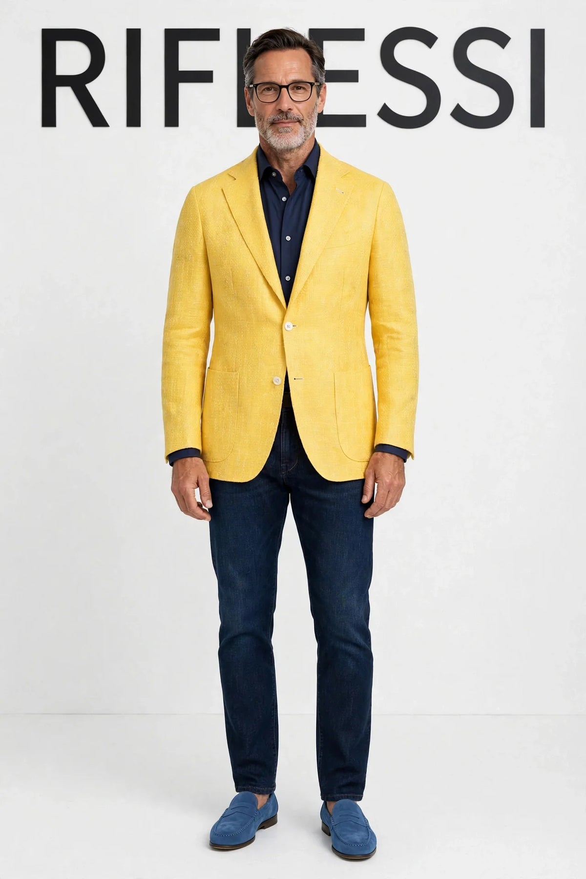 Sartorio Woven Virgin Wool-Cotton Sport Jacket — Yellow