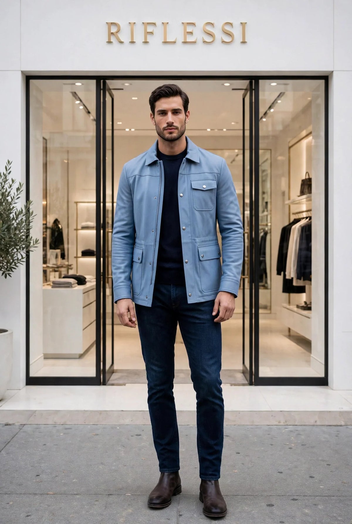 Kired YAWAL Lambskin Light Jacket — Cornflower Blue