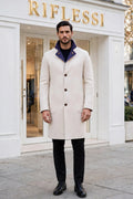 Kired by Kiton PARANA1 Cashmere Reversible Overcoat — Midnight Blue | Cream