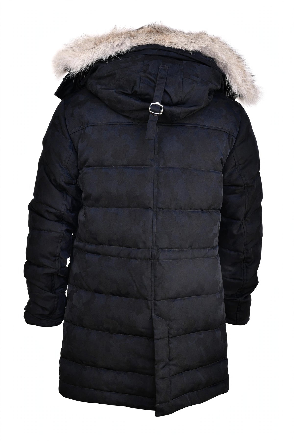 Eleventy Camo Nylon-Wool Coat w/ Removable Coyote Fur Trim Hood