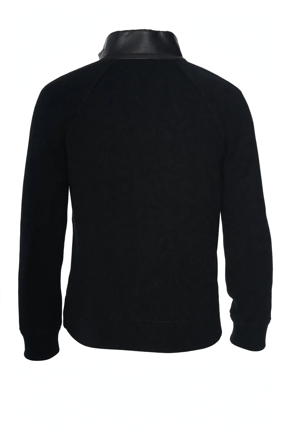 Manrico Cashmere Zip-Up Leather Panel Jacket — Black