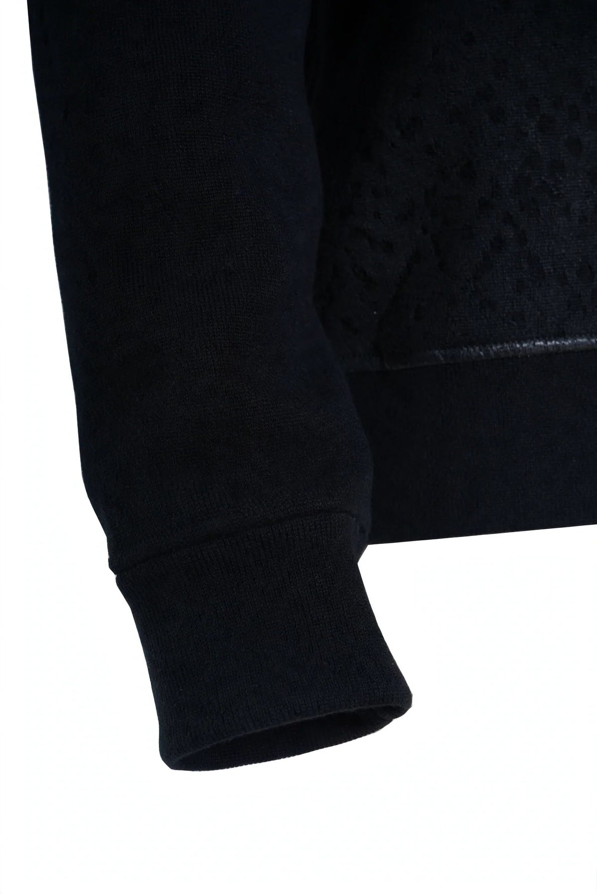 Manrico Cashmere Zip-Up Leather Panel Jacket — Black