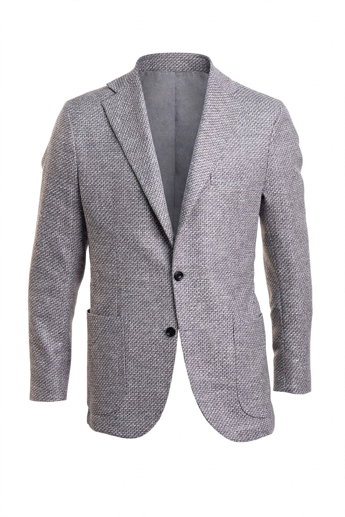 Sartorio Woven Virgin Wool-Cotton-Silk Sport Jacket — Grey