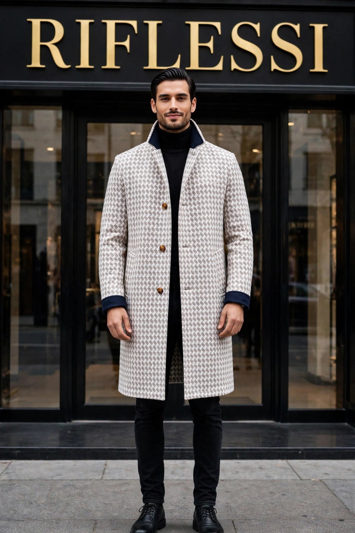 Kired by Kiton Peak Cotton Reversible Overcoat