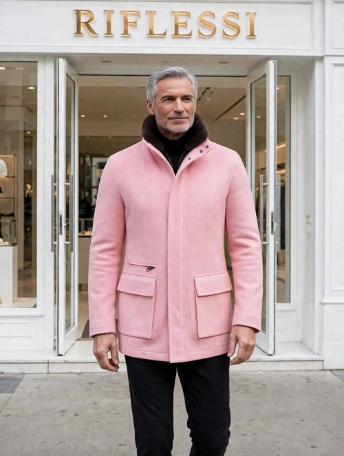 Kired by Kiton KONE Cashmere-Mink Fur Overcoat — Pink