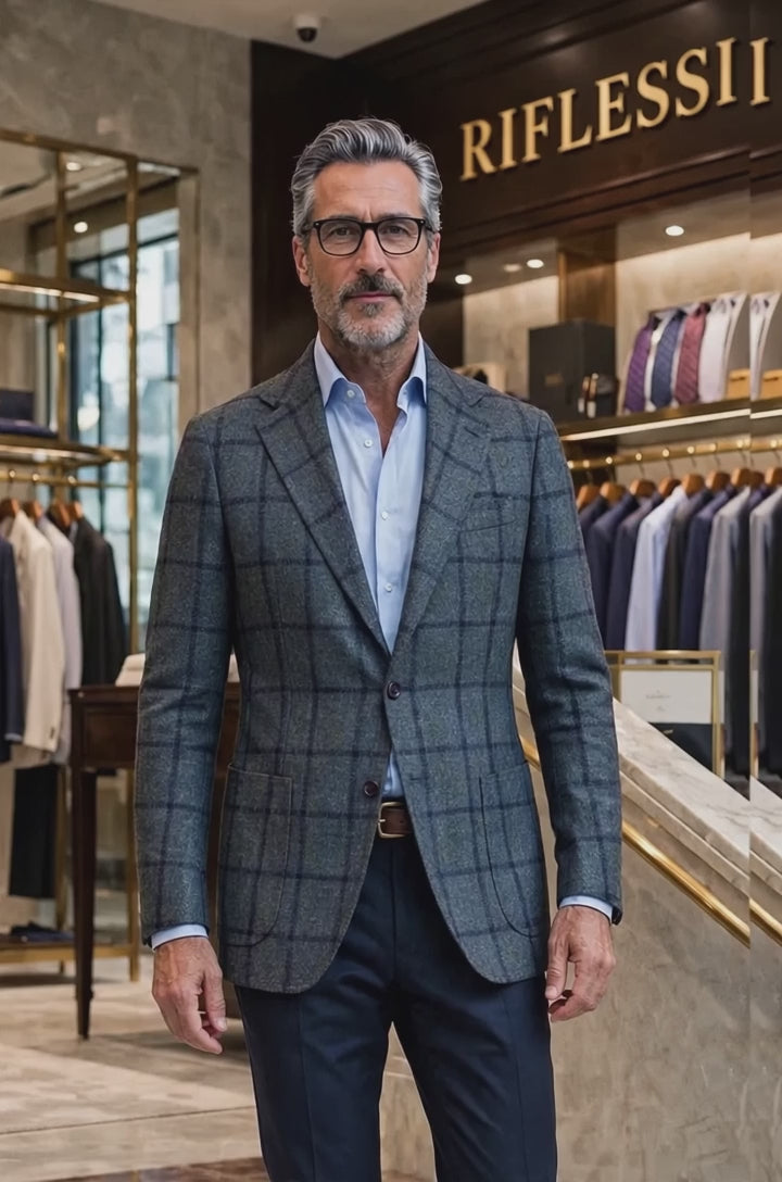 Sartorio Windowpane Virgin Wool-Silk-Linen Sport Jacket — model video