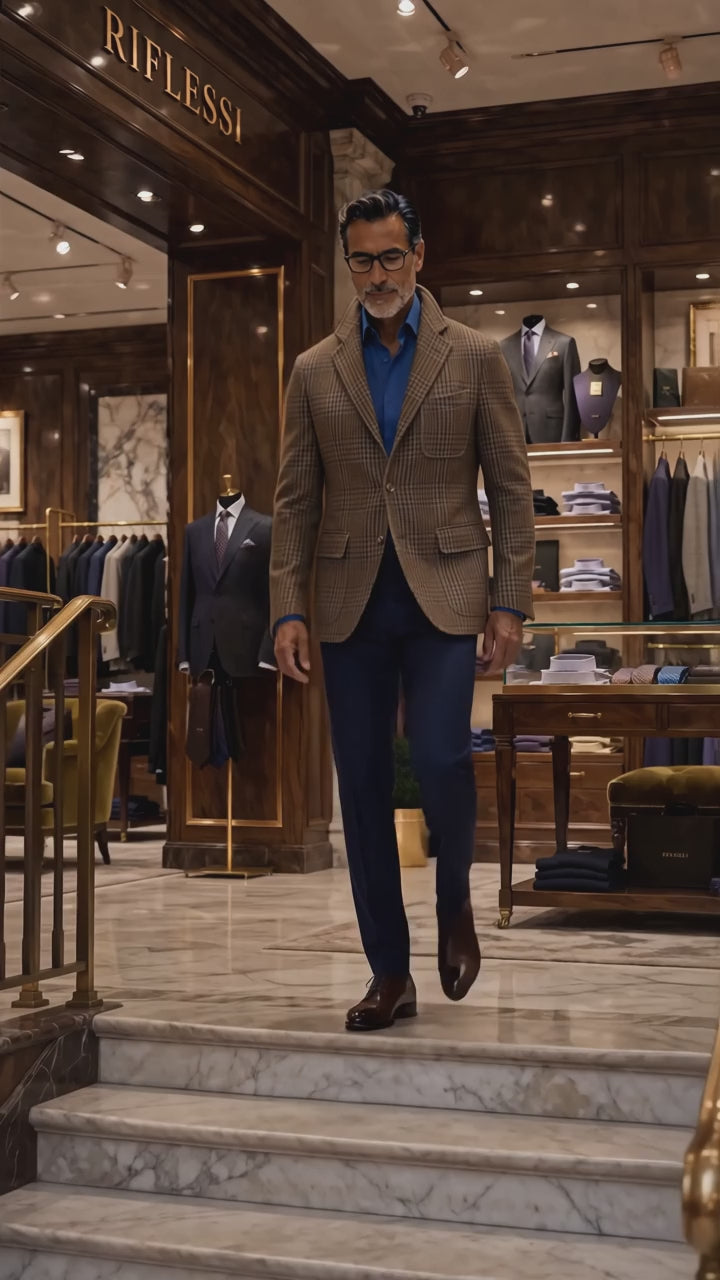 Sartorio Houndstooth Wool-Silk-Linen Sport Jacket — in the store