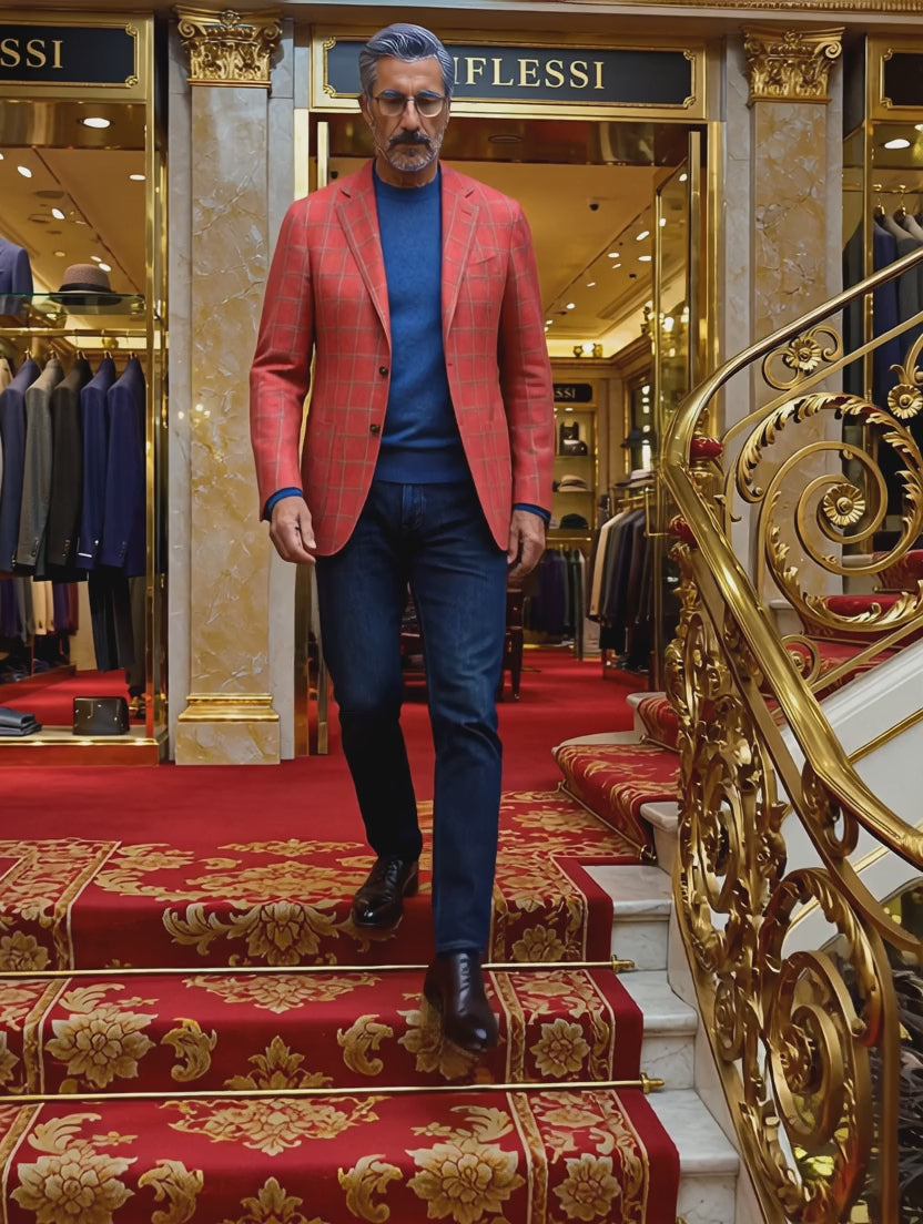 Sartorio Cashmere Double Windowpane Sport Jacket - stairs video