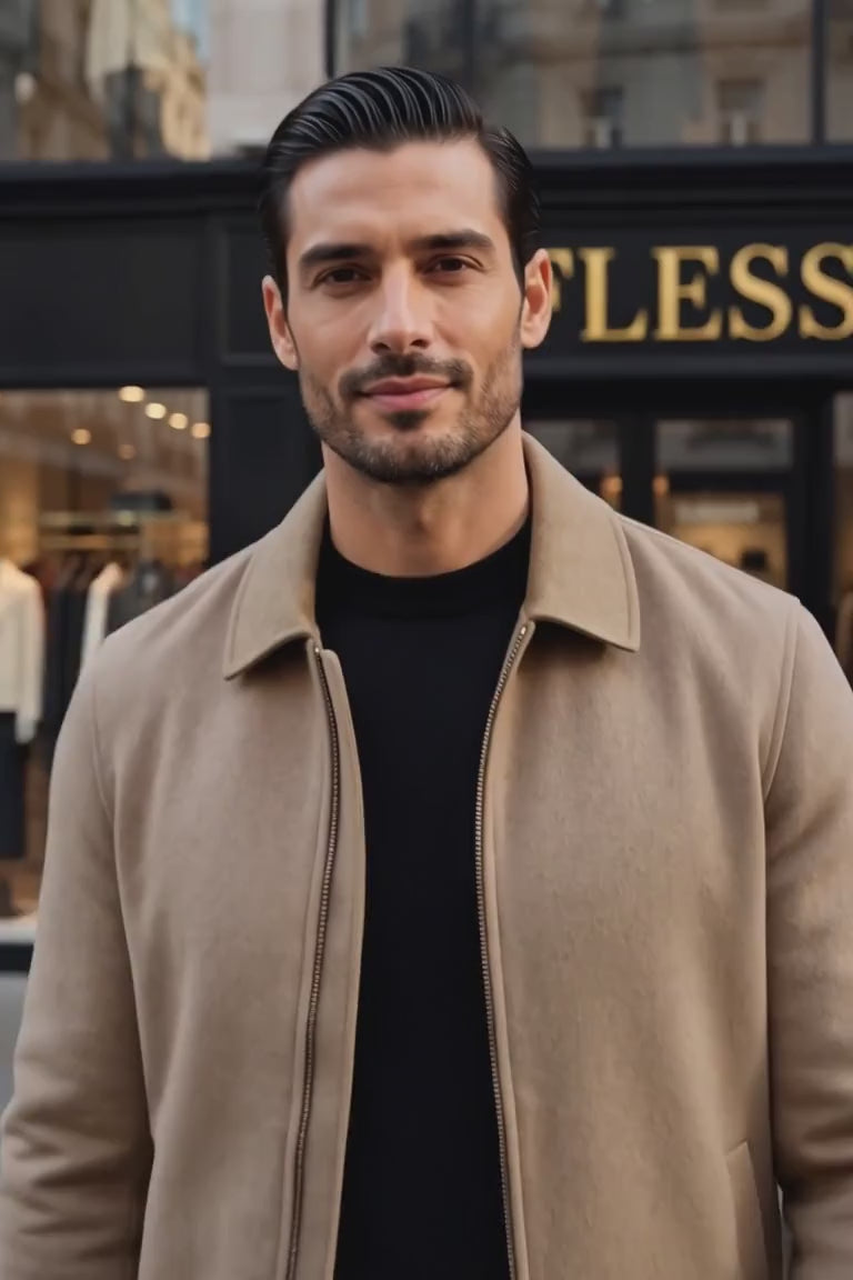 Kired PISA Lambskin-Cashmere Reversible Zip-Up Bomber Jacket — Forest Green / Tan
