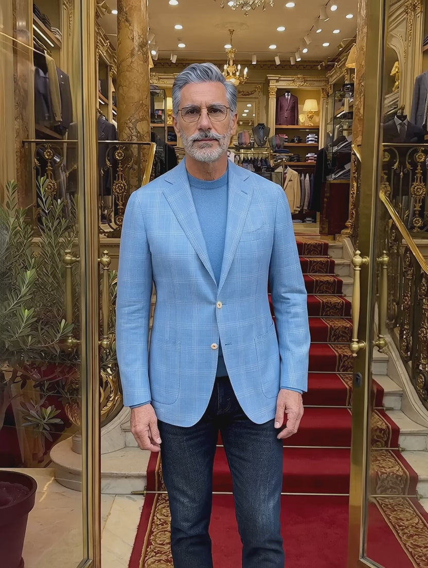 Sartorio Checked Virgin Wool Sport Jacket - stairs video