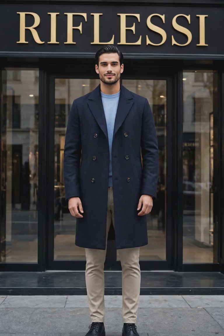 Kired Gyala Acrylic-Wool Double-Breasted Reversible Overcoat — model video