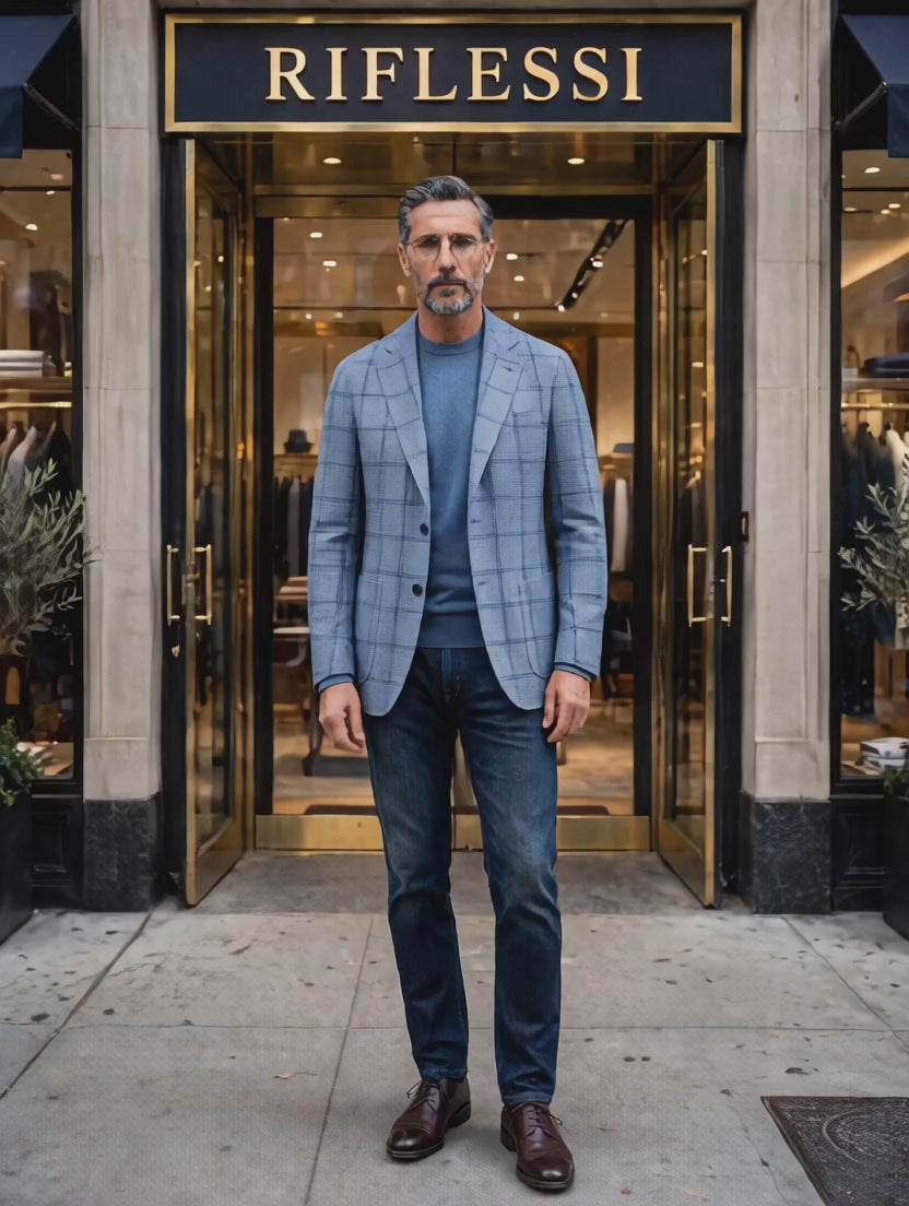 Sartorio Cashmere-Silk Windowpane Sport Jacket - stairs video