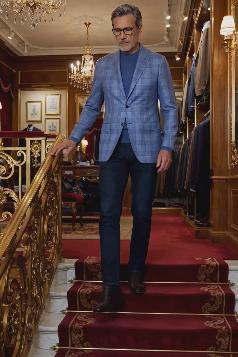 Sartorio Virgin Wool-Silk Checked Sport Jacket - stairs video