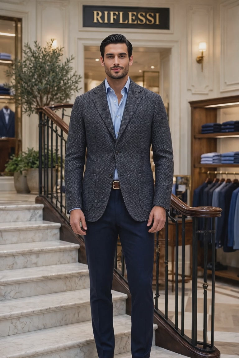 Sartorio Woven Virgin Wool-Cotton-Silk Sport Jacket — Dark Grey