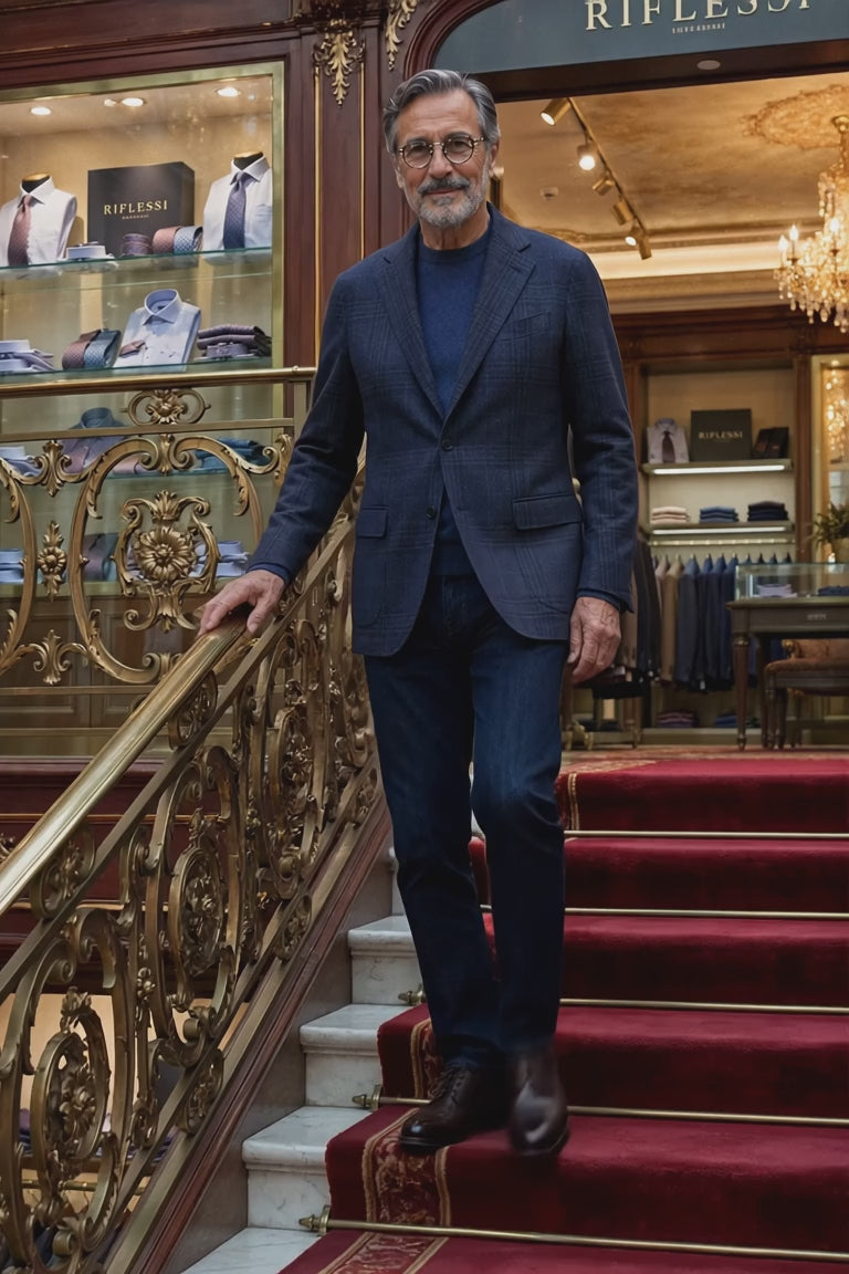 Sartorio Checked Virgin Wool-Cashmere Sport Jacket - stairs video