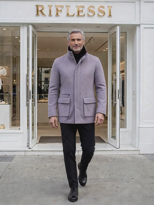 Kired by Kiton KONE Cashmere-Mink Fur Overcoat — Lavender