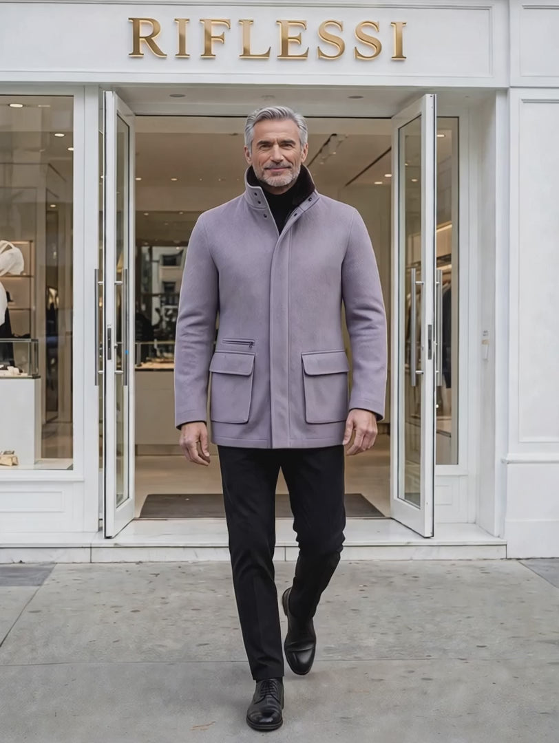Kired by Kiton KONE Cashmere-Mink Fur Overcoat — Lavender