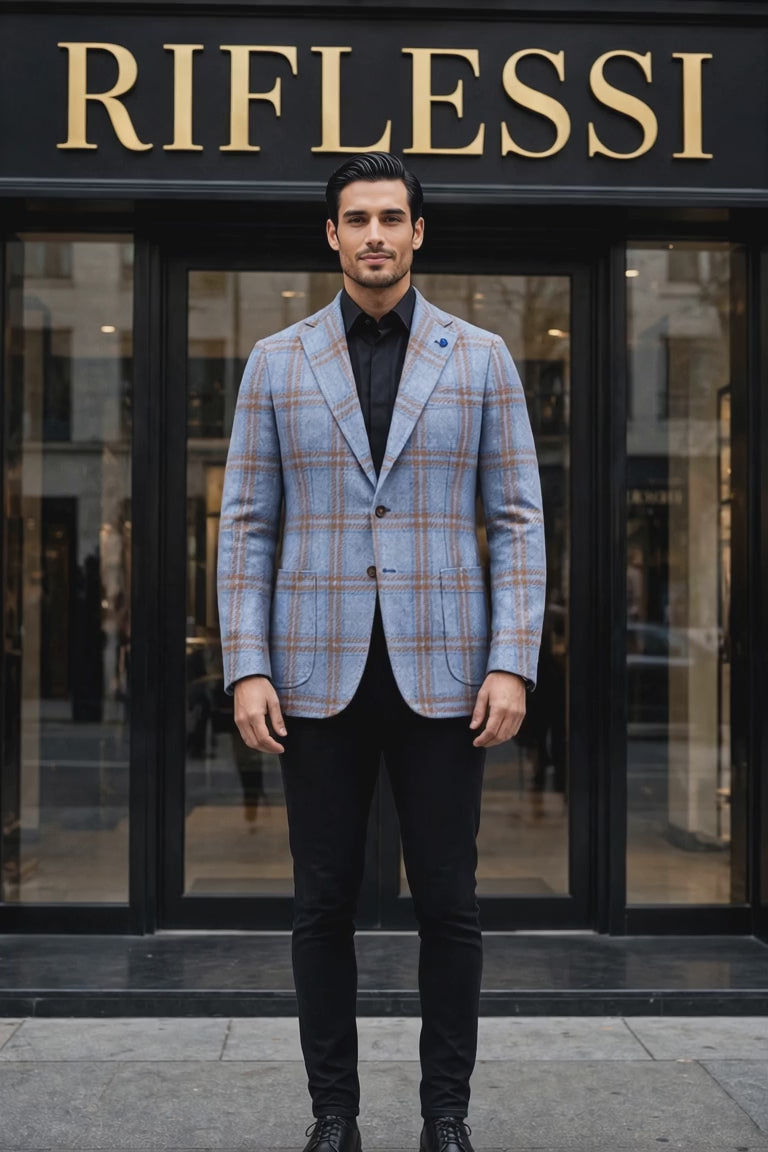 Sartorio Double Windowpane Virgin Wool-Silk Sport Jacket