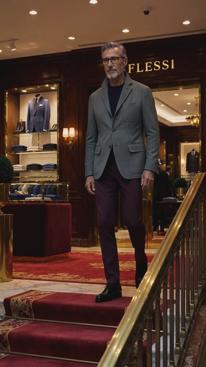 Sartorio Gingham Wool-Silk-Linen Sport Jacket — in the store