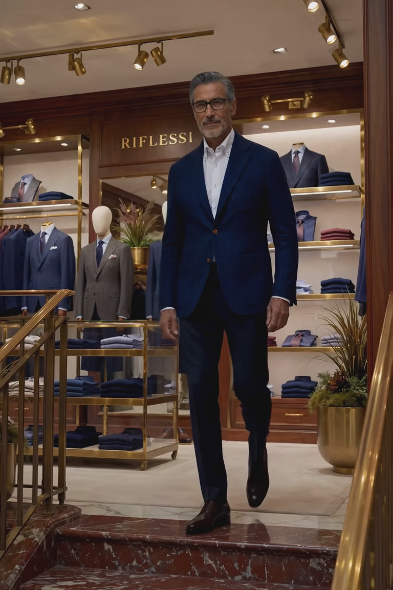 Sartorio Woven Virgin Wool-Cotton-Silk Sport Jacket — Royal Blue — in the store