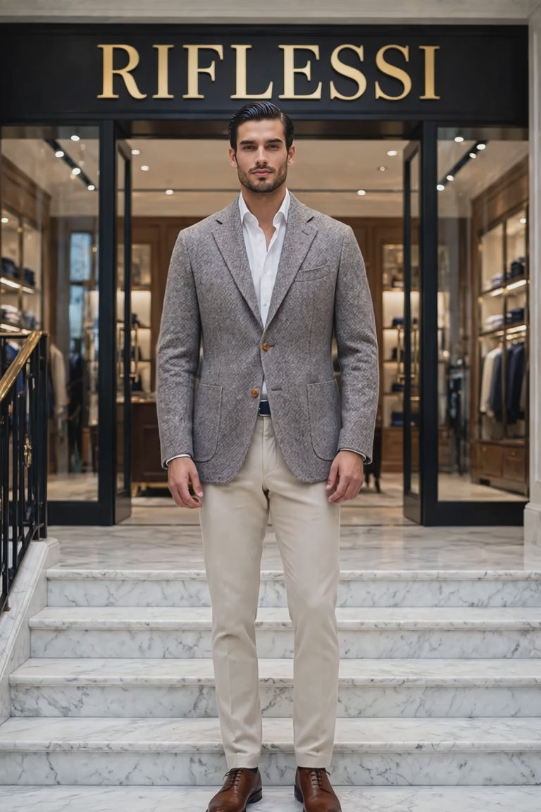 Sartorio Birdseye Virgin Silk-Cashmere Sport Jacket — stairs video