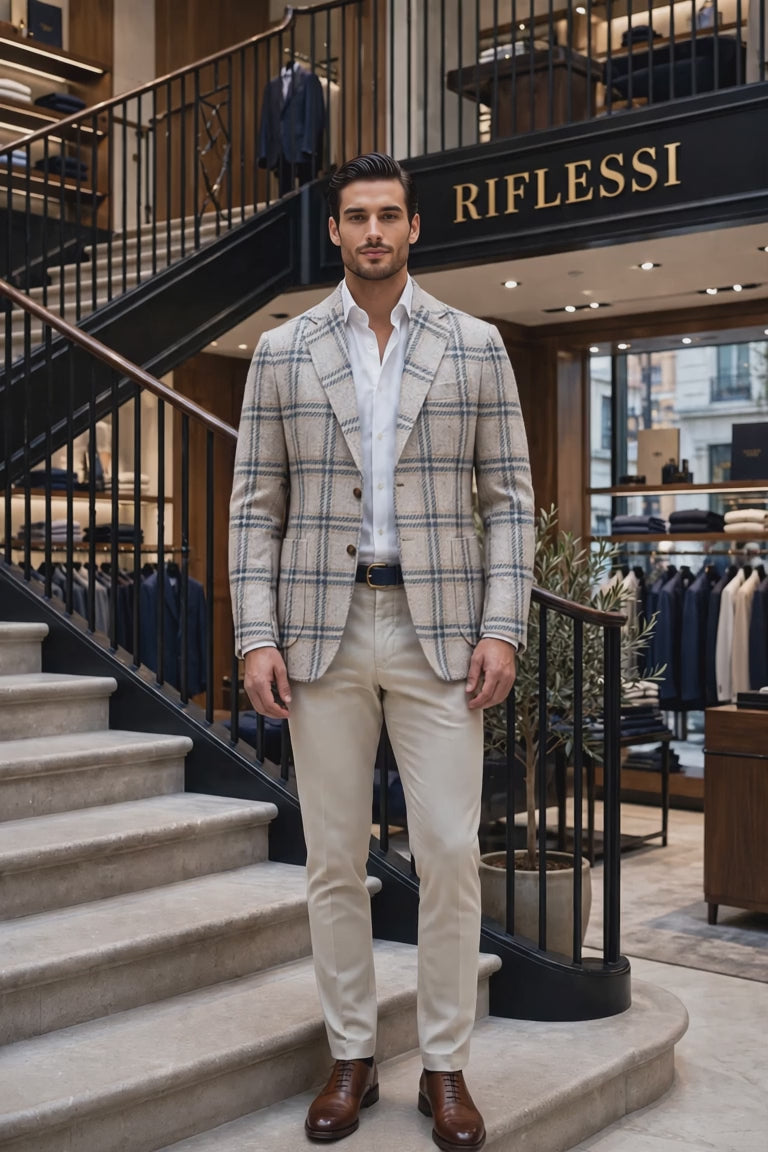 Sartorio Double-Windowpane Wool-Silk-Linen Sport Jacket — model video