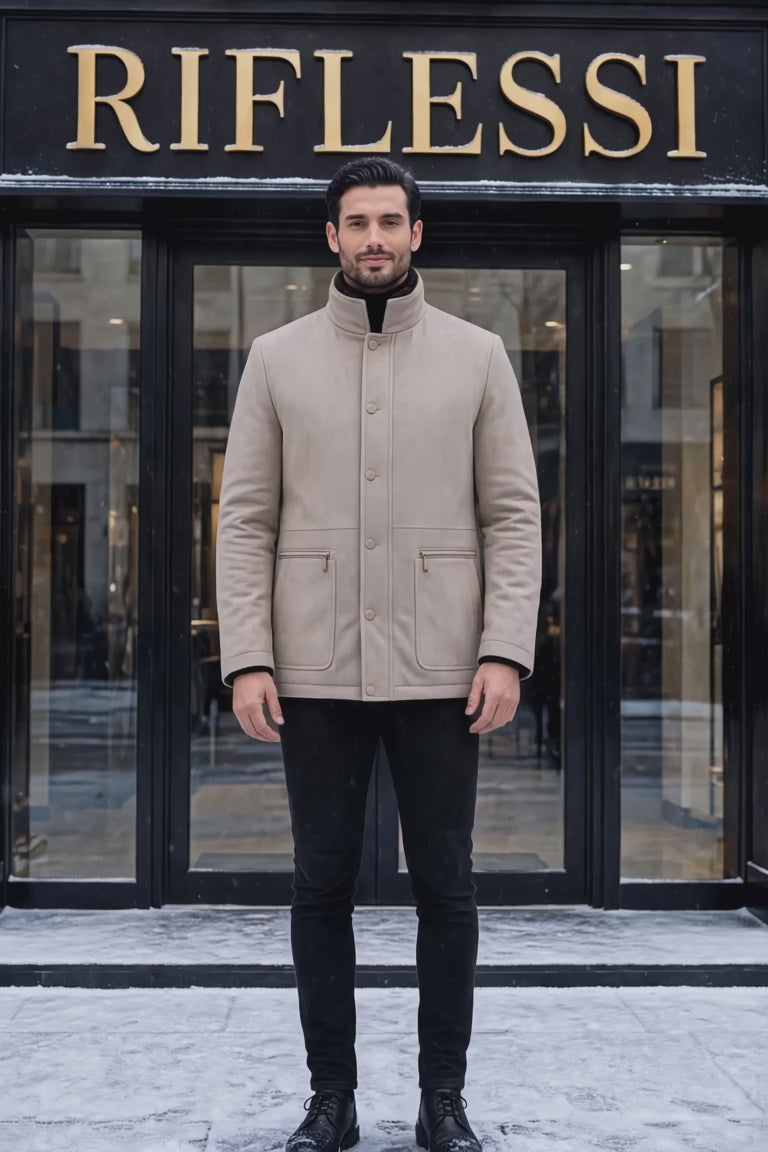 Kired by Kiton KONE Virgin Wool-Nylon Overcoat w/ Mink Fur Lining — Beige