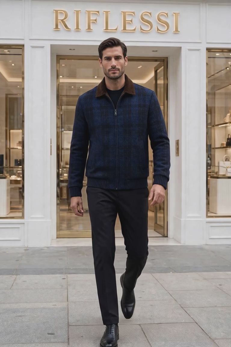 Kired by Kiton Brakk Prince of Wales Cashmere Reversible Jacket