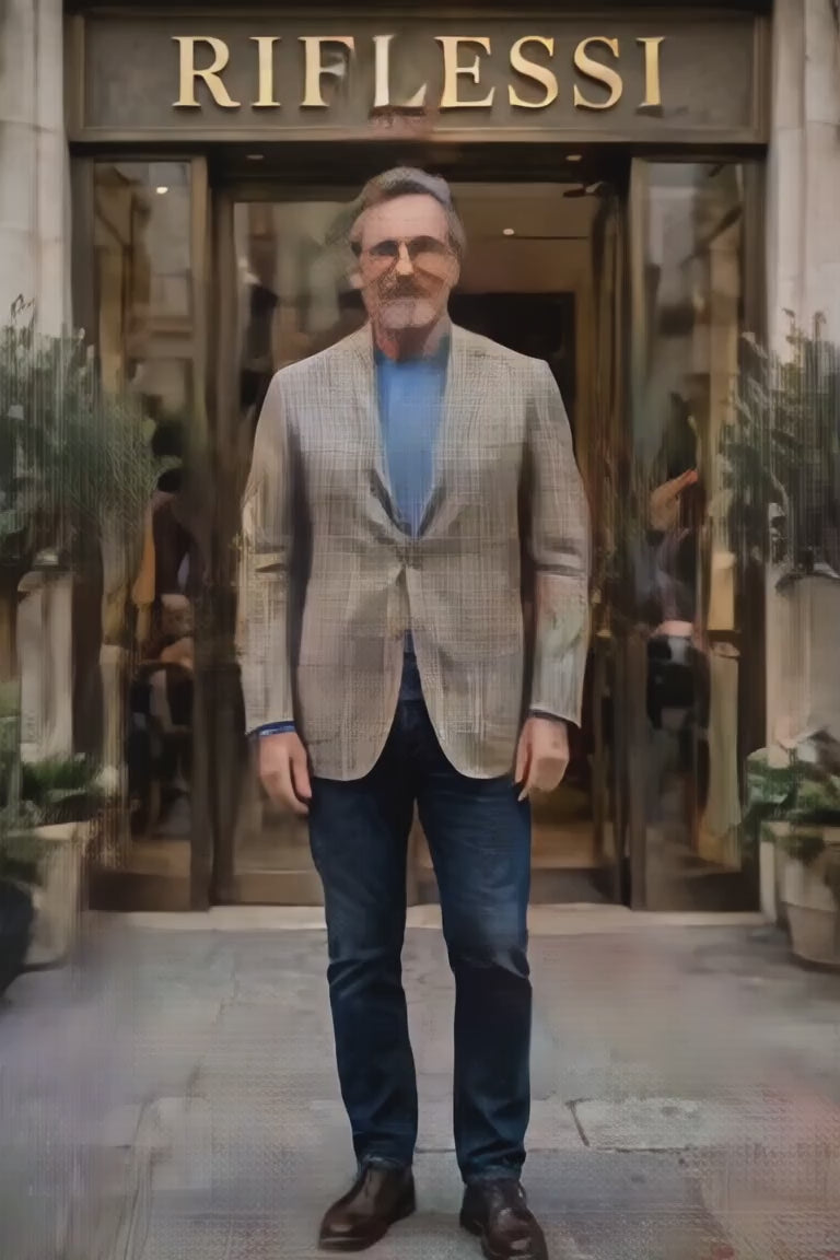 Sartorio Virgin Wool-Silk-Linen Checked Sport Jacket - stairs video