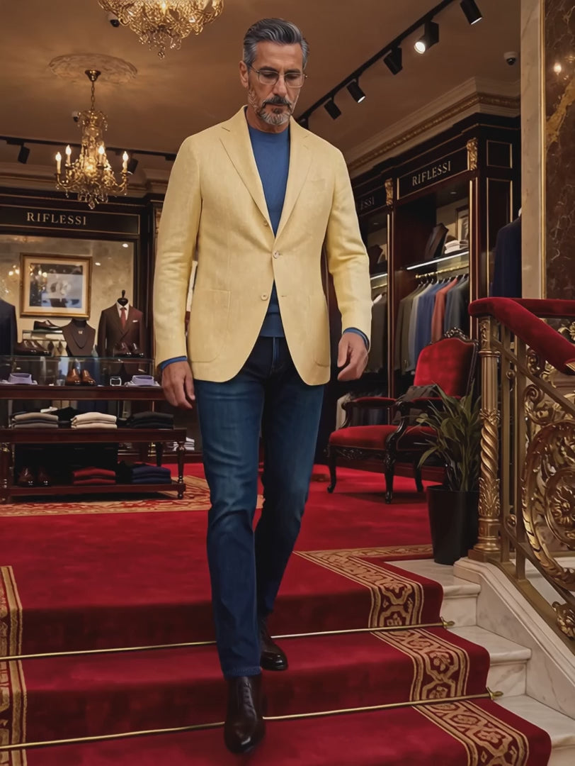 Sartorio Woven Cashmere Sport Jacket — Yellow