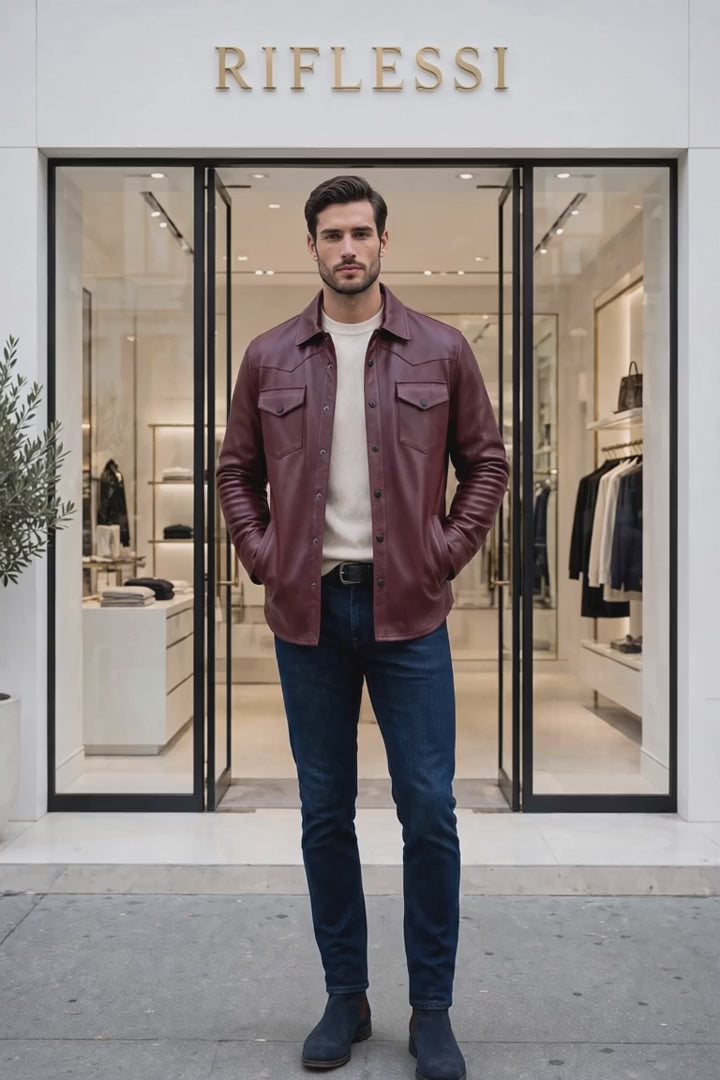 Kired TOTO Lambskin Overshirt — Burgundy