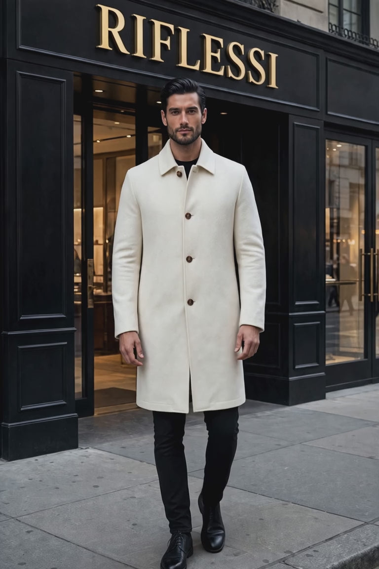 Kired Ines Reversible Overcoat — Brown / Cream White