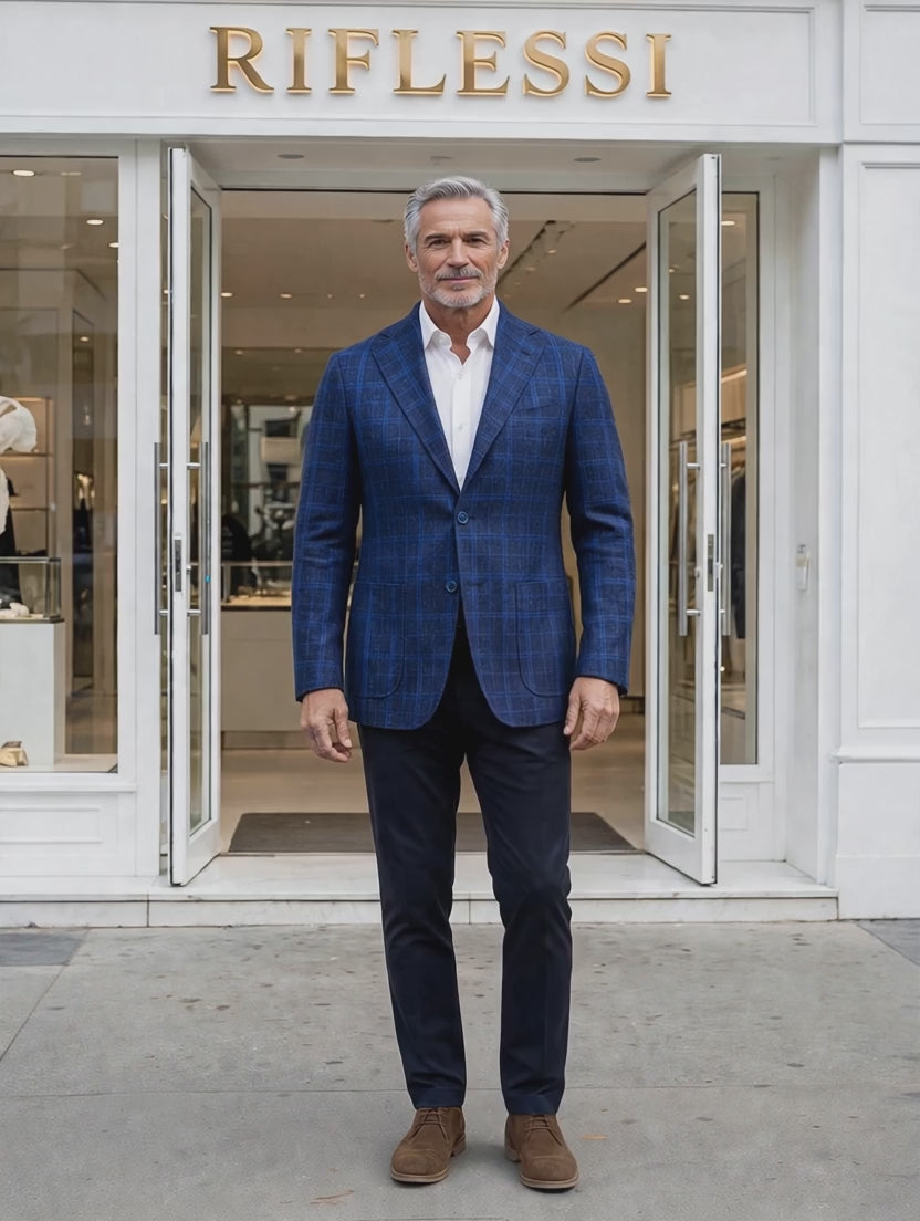 Sartorio Windowpane Virgin Wool-Silk Sport Jacket